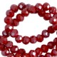 Faceted glass beads 8x6mm disc Dark crimson red-pearl shine coating